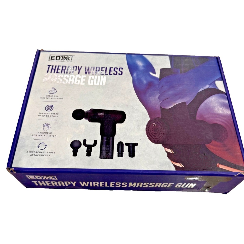 EDX‎ Therapy Wireless Massage Gun w/ Attachments; Muscle Recovery; New Open Box